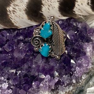 Native American rough cut sleeping beauty turquoise ring